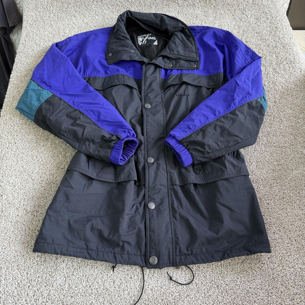 Vintage Tyrolia Ski Jacket Mens Medium Multicolor Full Zip Snap Lined Colorblock